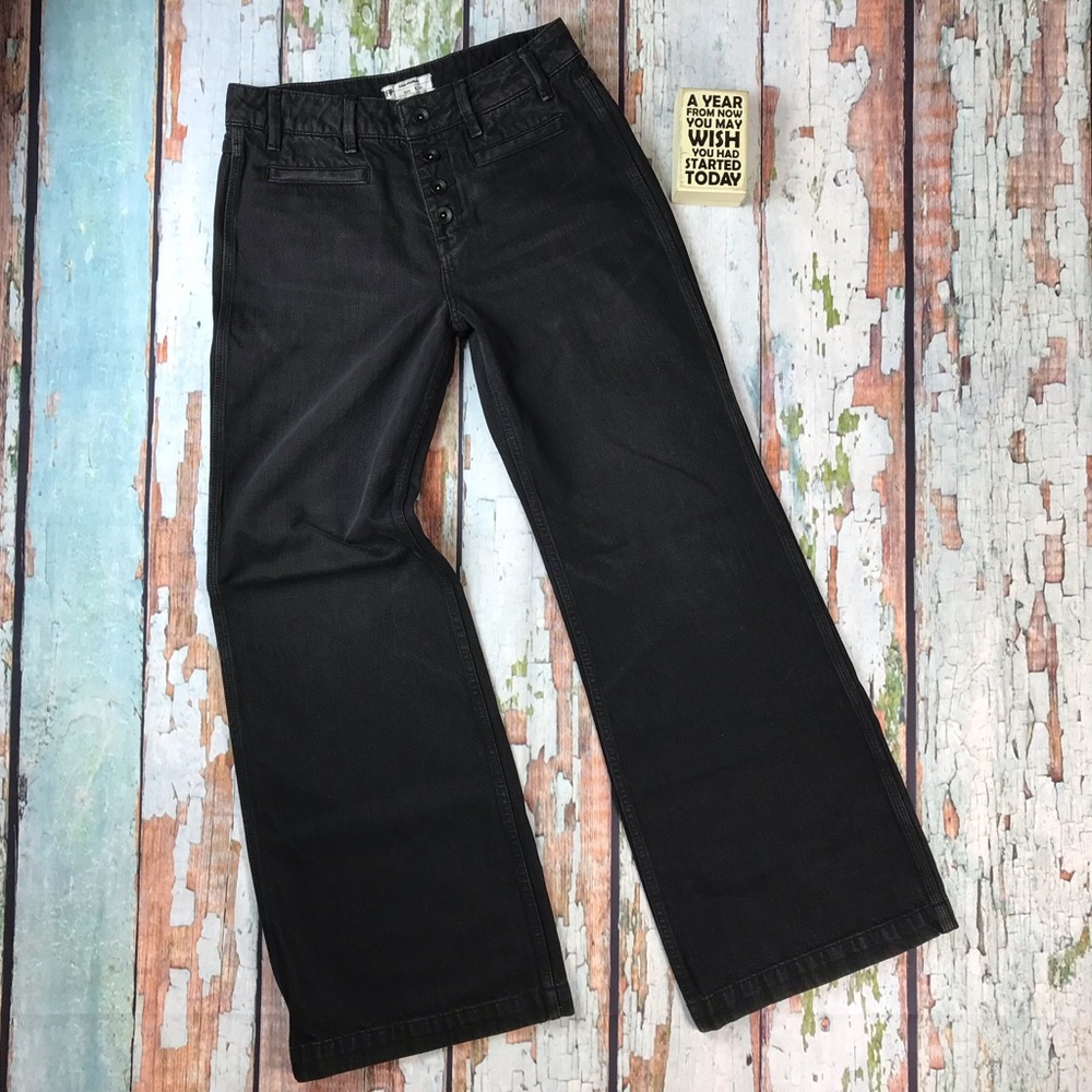 New Free People Avondale Wide Flare Black Jeans